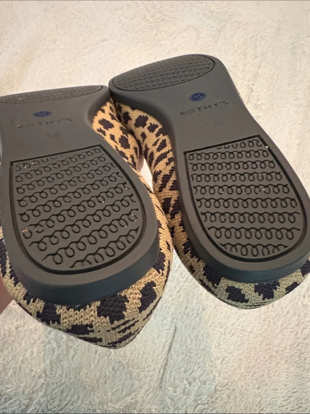 Rothy's Leopard Knit Pointed-Toe Flats in Beige and Black